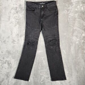 Steve's Jeans 29X29 Men's Black Moto Biker Denim Jeans Straight Fit‎